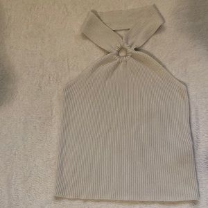 SHEIN Ribbed Sleeveless Key Hole Front Halter Crop Top